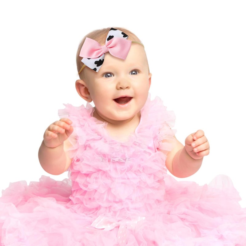 Fancheer Baby Girls Cowgirl Pink Cow Bow Headband Infant Toddler Birthday Party Hair Accessories - Image 5